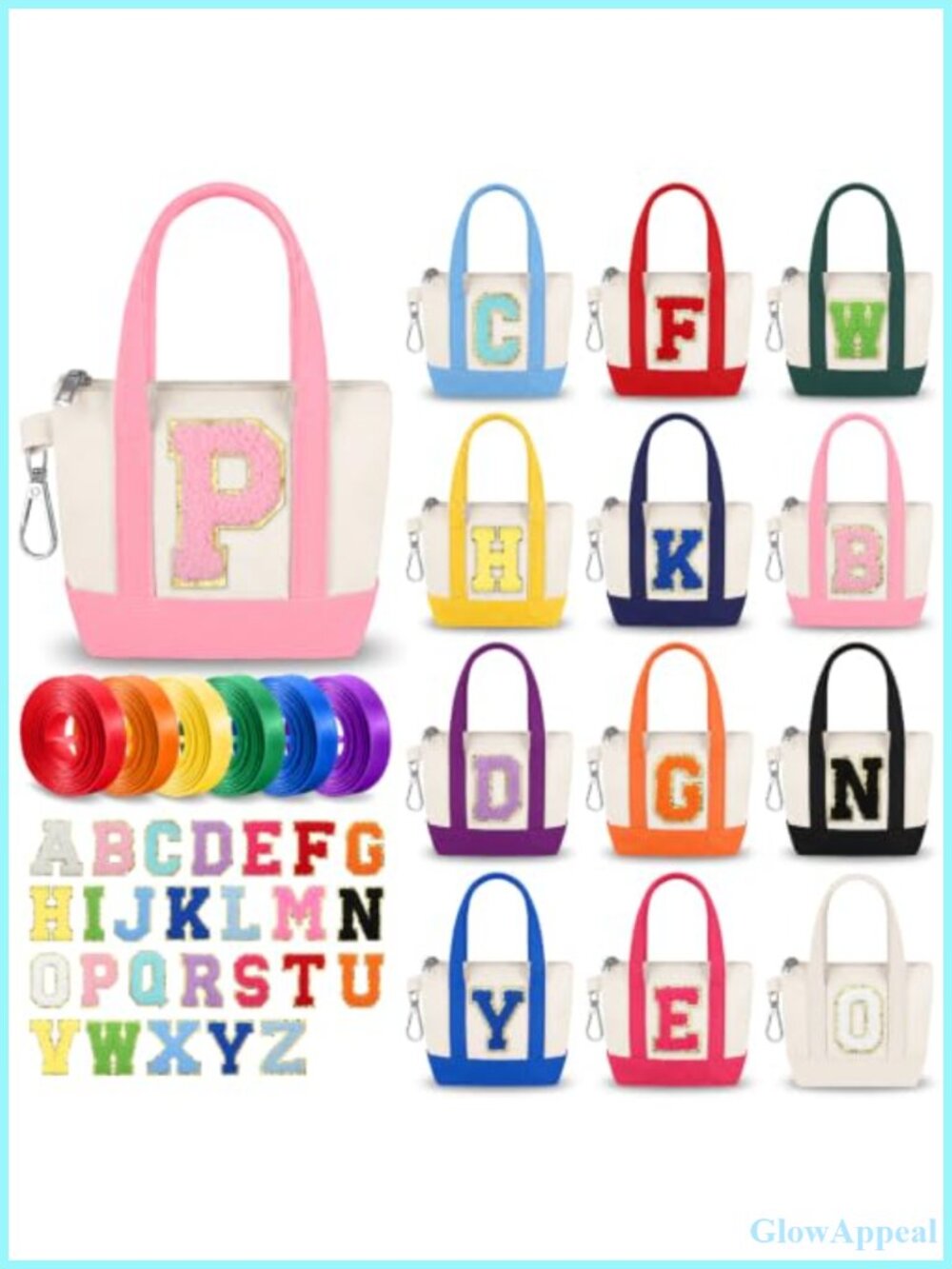 Mini Canvas Tote Bags 12 Pc DIY Alphabet Sticker Kit Teacher Gift